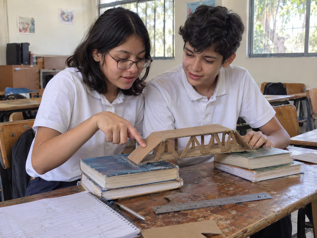 Alumnos de secundaria trabajan en un proyecto de ciencias